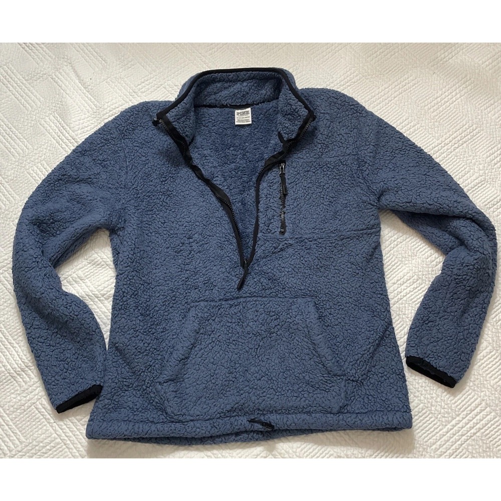Victoria's Secret PINK Sherpa Fleece Pullover XS Women's Quarter Zip Blue Cozy